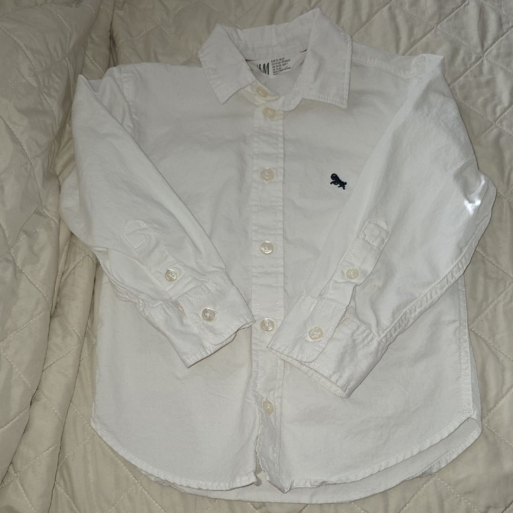 H&M Kids White Button-Down Shirt with Embroidered Detail 2T (Katie #3)